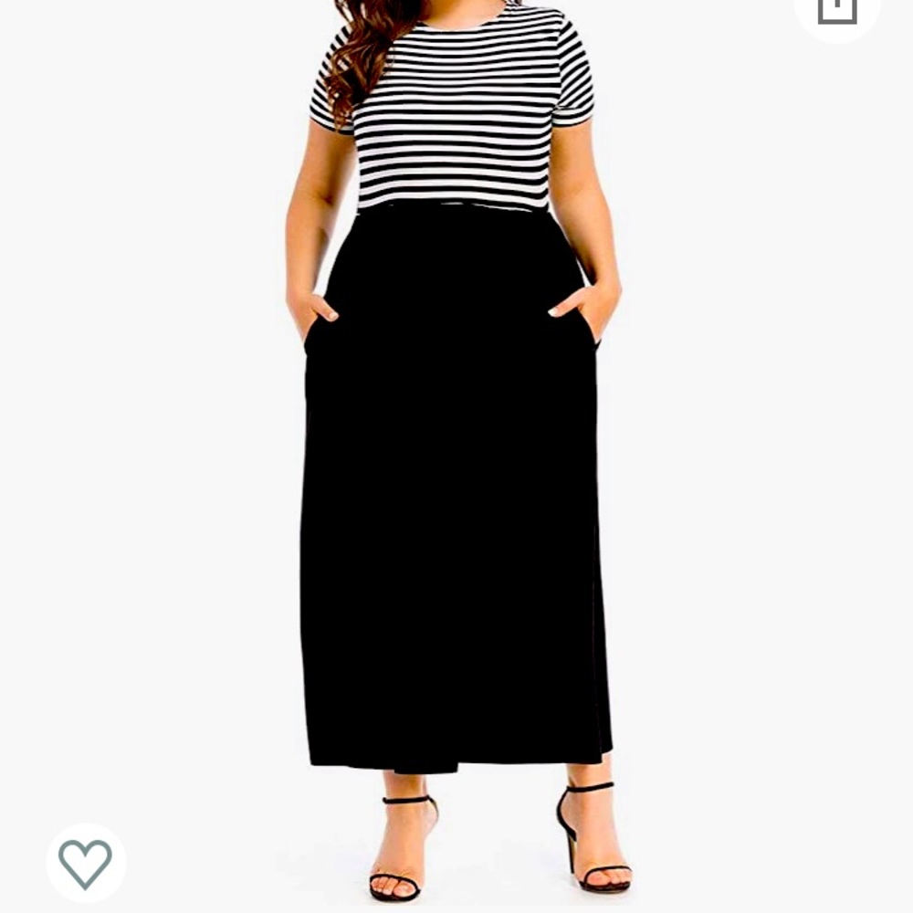 Navy maxi dress striped top solid bottom xl
